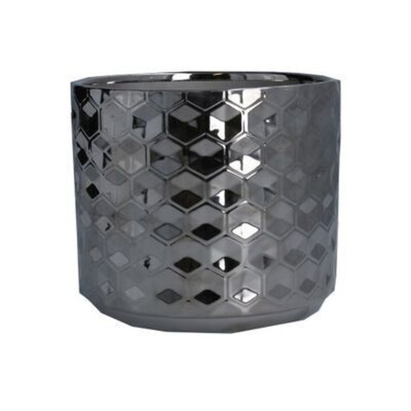 Silver Honeycomb Ceramic Pot Cover By Gisela Graham